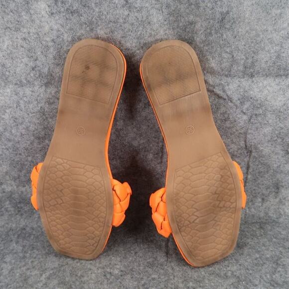 Ego Shoes Womens 39 Sandals Slides Woven Strap Slip On Casual Orange Square Toe - Picture 10 of 12